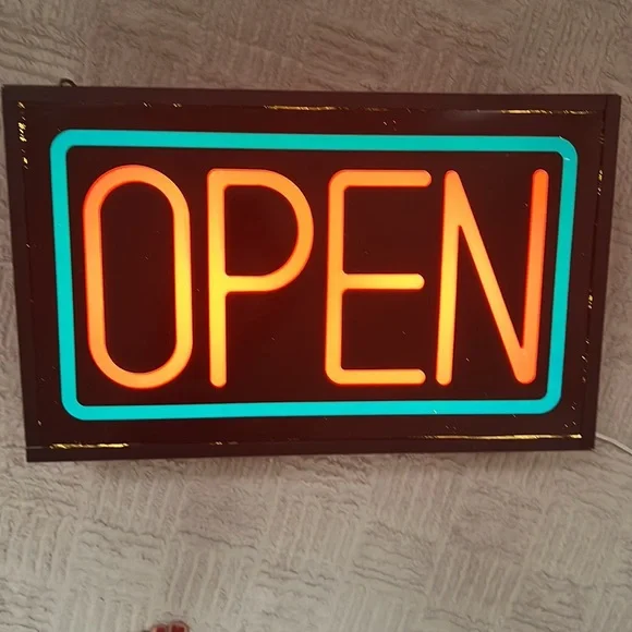 Vintage OPEN light up sign, approx 21”x13”x4.5”